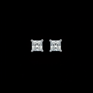 Princess Cut Diamond Earrings in 18k White Gold