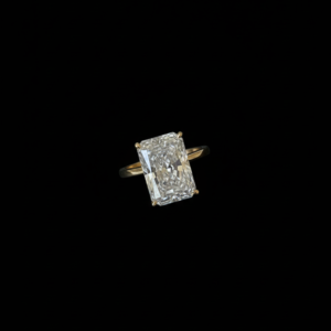 5.05 Carat Laboratory Grown Cut Cornered Rectangular Modified Brilliant Diamond in 18k Gold Ring