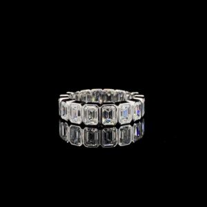Emerald-Cut Diamond Full Eternity Band in 18K White Gold (4.80 CTW)