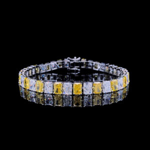 Fancy Yellow Cushion-Cut Diamond Tennis Bracelet in 18K White Gold (11.01 CTW)