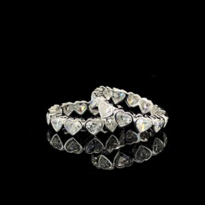 Heart-Shaped Diamond Bezel-Set Eternity Band Pair in Platinum (7.82 CTW Total)