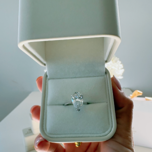 Pear brilliant ring 4.06ct 18k white gold lab grown