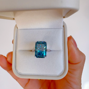 fancy vivid blue 10.5 ct in 18k white gold ring